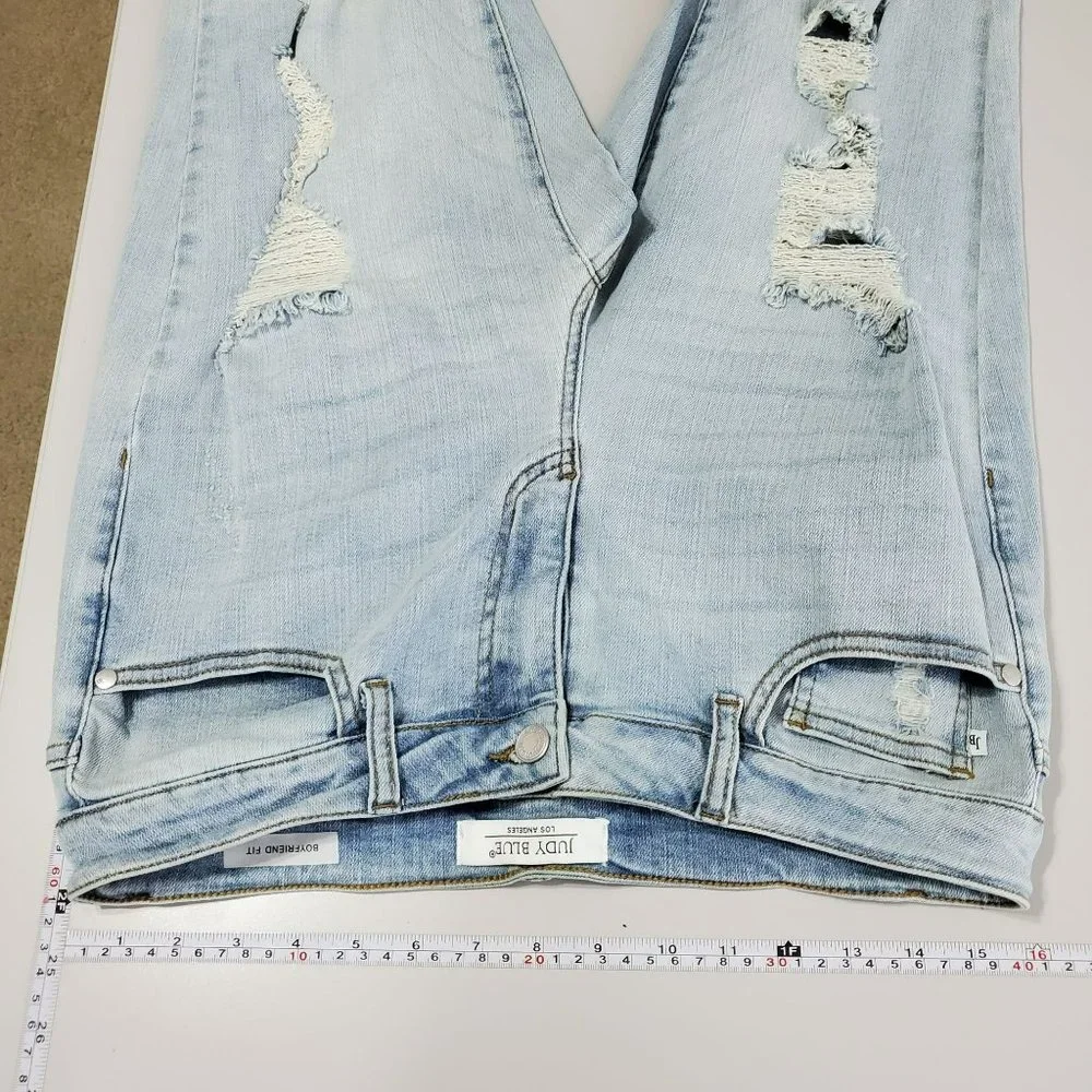 Judy Blue Jeans Womens 11/30 Blue Boyfriend Fit Stretch Distressed JB8878 FLAW_9